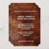 Bruin Faux lederen bruiloft Kaart (Voorkant / Achterkant)