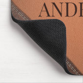 Bruin faux leer met naaisteken muismat (Hoek)