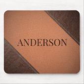 Bruin faux leer met naaisteken muismat (Voorkant)