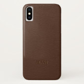 Bruin Faux leer Monogram Case-Mate iPhone Case (Achterkant)