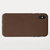 Bruin faux leer monogram Case-Mate iPhone case (Achterkant (horizontaal))