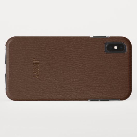 Bruin faux leer monogram Case-Mate iPhone case (Achterkant (horizontaal))
