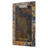 Bruin Faux Marmeren Steen Textuur Gouden Rand Klembord (Links)