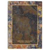 Bruin Faux Marmeren Steen Textuur Gouden Rand Klembord (Achterkant)