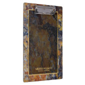 Bruin Faux Marmeren Steen Textuur Gouden Rand Klembord (Rechts)