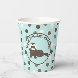 Bruin Ferret Mint Groen Polka Dot Party Papieren Bekers