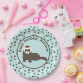 Bruin Ferret Mint Groen Polka Dot Party Papieren Bordje (Feest)