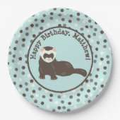 Bruin Ferret Mint Groen Polka Dot Party Papieren Bordje (Voorkant)