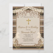 Bruin Fiesta doopkruis en eerste verjaardag Kaart (Voorkant)