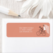 Bruin Fietspaar Bruiloft Retouradres Label (Insitu)