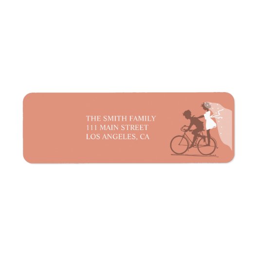 Bruin Fietspaar Bruiloft Retouradres Label (Voorkant)