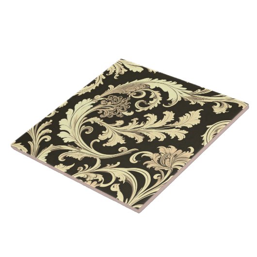 Bruin Fleur Antiek Tegeltje (Zijkant)