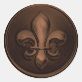 Bruin Fleur de Lis Envelope-zegel in reliëf Ronde Sticker