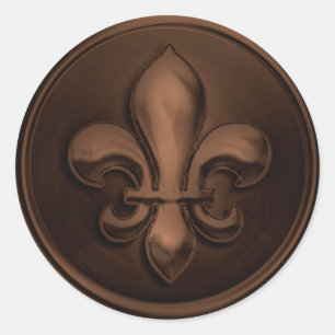 Bruin Fleur de Lis Envelope-zegel in reliëf Ronde Sticker