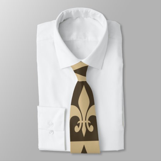 Bruin Fleur de lis Stropdas (Gebonden)