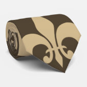 Bruin Fleur de lis Stropdas (Opgerold)