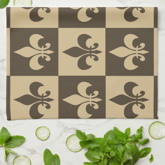 Bruin Fleur de lis Theedoek (Gevouwen)