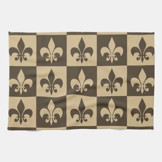 Bruin Fleur de lis Theedoek (Horizontaal)