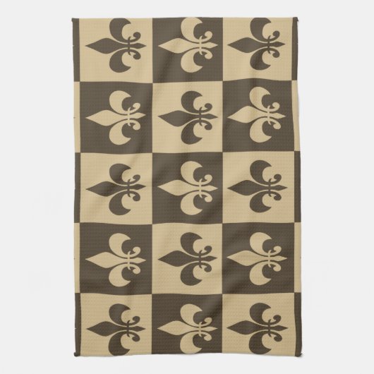 Bruin Fleur de lis Theedoek (Verticaal)