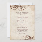 Bruin  Floral Chic Wedding Invitation Kaart (Voorkant)