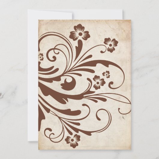 Bruin  Floral Chic Wedding Invitation Kaart (Achterkant)