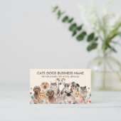 Bruin Floral design met katten Honden Visitekaartje (Staand voorkant)
