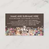 Bruin Floral design met katten Honden Visitekaartje (Achterkant)