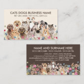 Bruin Floral design met katten Honden Visitekaartje (Voorkant / Achterkant)