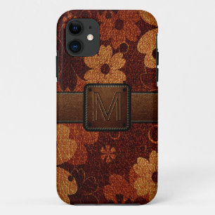 Bruin Floral leder Kijk bruin Label Case-Mate iPhone Case