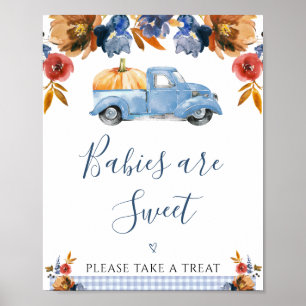 Bruin Floral Little Pumpkin Truck Baby shower Poster