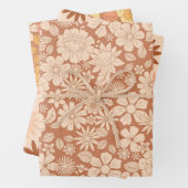 Bruin-Floral — mooie bloem Inpakpapier Vel (In situ)