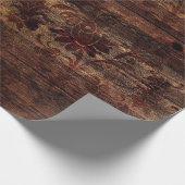 Bruin Floral Rustic Wood Cadeaupapier (Hoek)