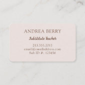 Bruin Floral substitute leraar Visitekaartje (Achterkant)