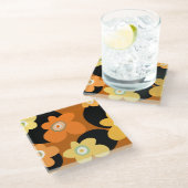 Bruin floreel glazen onderzetter (Schuin)