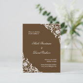 Bruin flourish classroll bruiloft redt datum save the date (Staand voorkant)