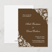 Bruin flourish classroll bruiloft redt datum save the date (Voorkant / Achterkant)