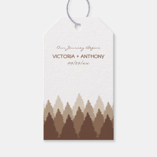 Bruin Forest Range Woodland bruiloft Cadeaulabel (Voorkant)