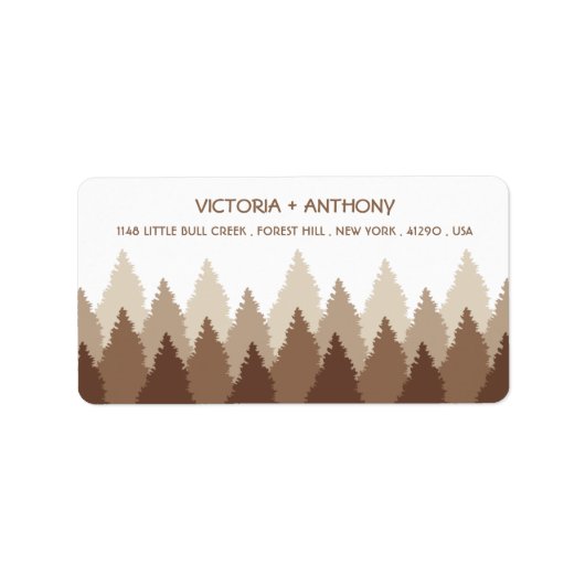 Bruin Forest Range Woodland bruiloft Etiket (Voorkant)