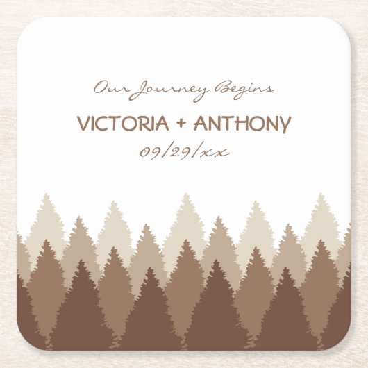 Bruin Forest Range Woodland bruiloft Kartonnen Onderzetters (Voorkant)