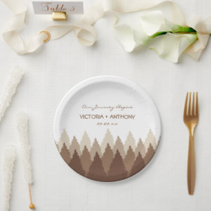 Bruin Forest Range Woodland bruiloft Papieren Bordje