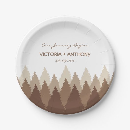 Bruin Forest Range Woodland bruiloft Papieren Bordje (Voorkant)
