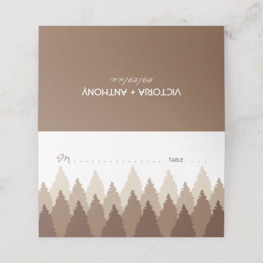 Bruin Forest Range Woodland bruiloft Plaatskaartje (Buitenkant ongevouwen)