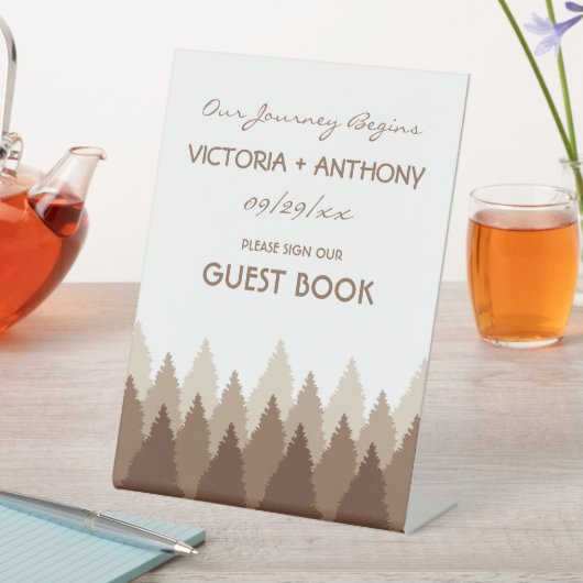 Bruin Forest Range Woodland bruiloft Reclamebord Met Voetstuk (Insitu)