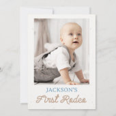 Bruin Foto Cowboy Rodeo 1e Verjaardag Kaart (Achterkant)