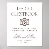 Bruin Foto Gastboek Huwelijk Poster (Voorkant)