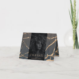 bruin fotomarmer modern folie Afstudeerder Bedankkaart