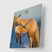 Bruin Fox Vierkante Klok (Hoek)