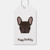 Bruin-Franse Bulldog Birthday Cadeaulabel (Voorkant)