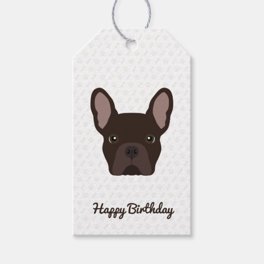 Bruin-Franse Bulldog Birthday Cadeaulabel (Voorkant)