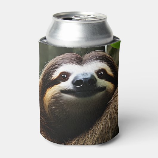 Bruin Fuzzy Sloth, Koelbox Blikjeskoeler (Blikje Voorkant)